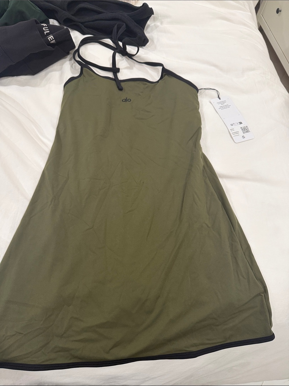 ALO Yoga Olive Green Slip with Black Trim